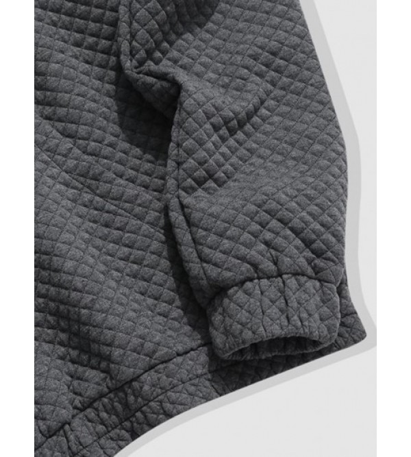 Kangaroo Pocket Textured Quilted Hoodie